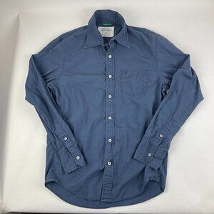 American Eagle Button Up Shirt Mens Small Vintage Fit Blue Long Sleeve